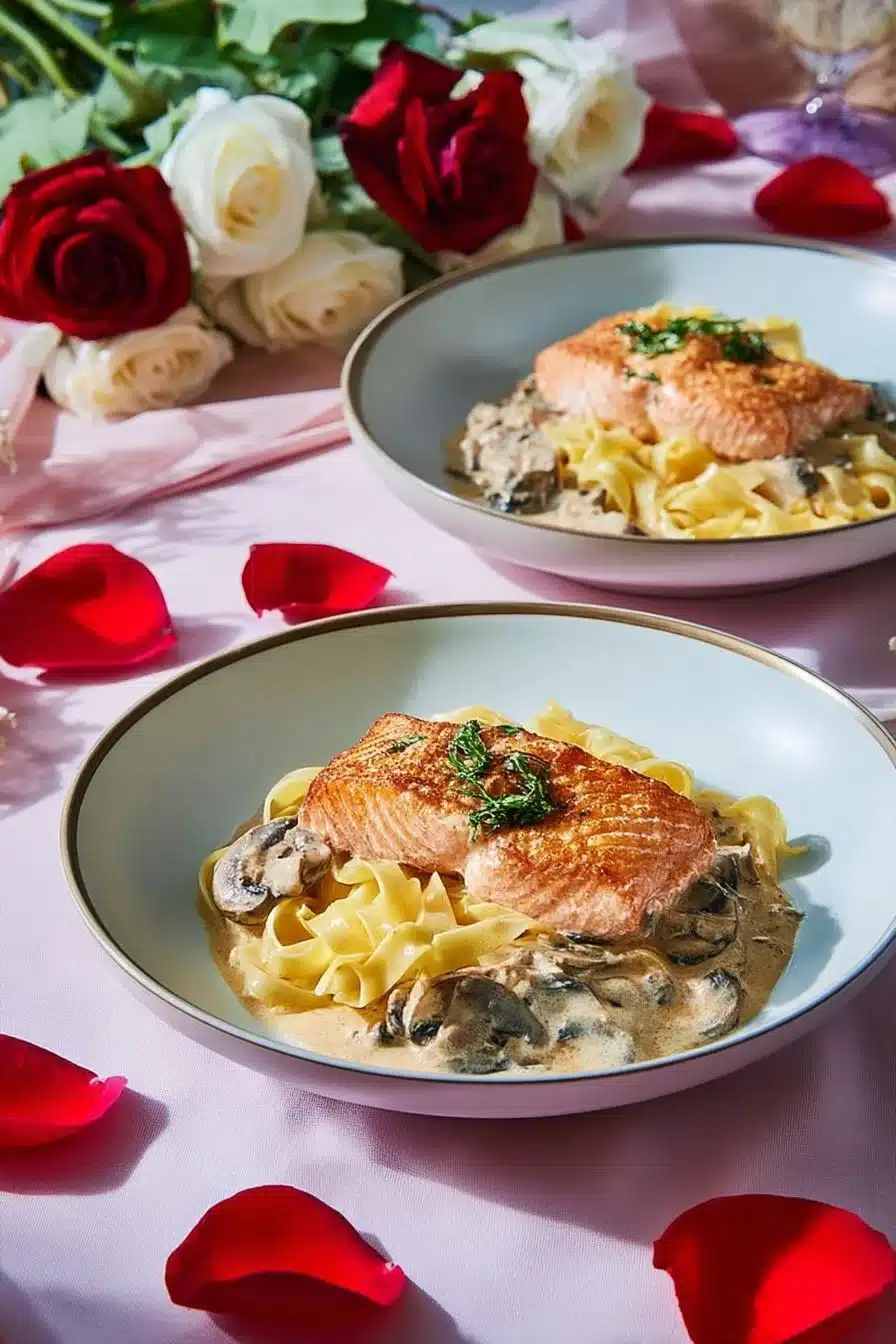 Papillotes saumon aux champignons cuites au four avec des aromates