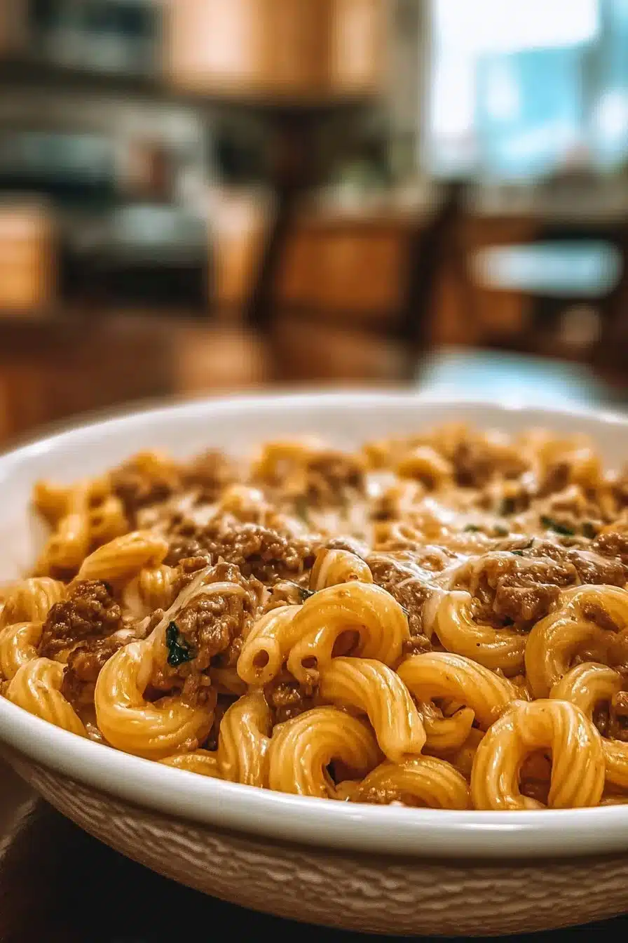 Pasta crémeuse au boeuf