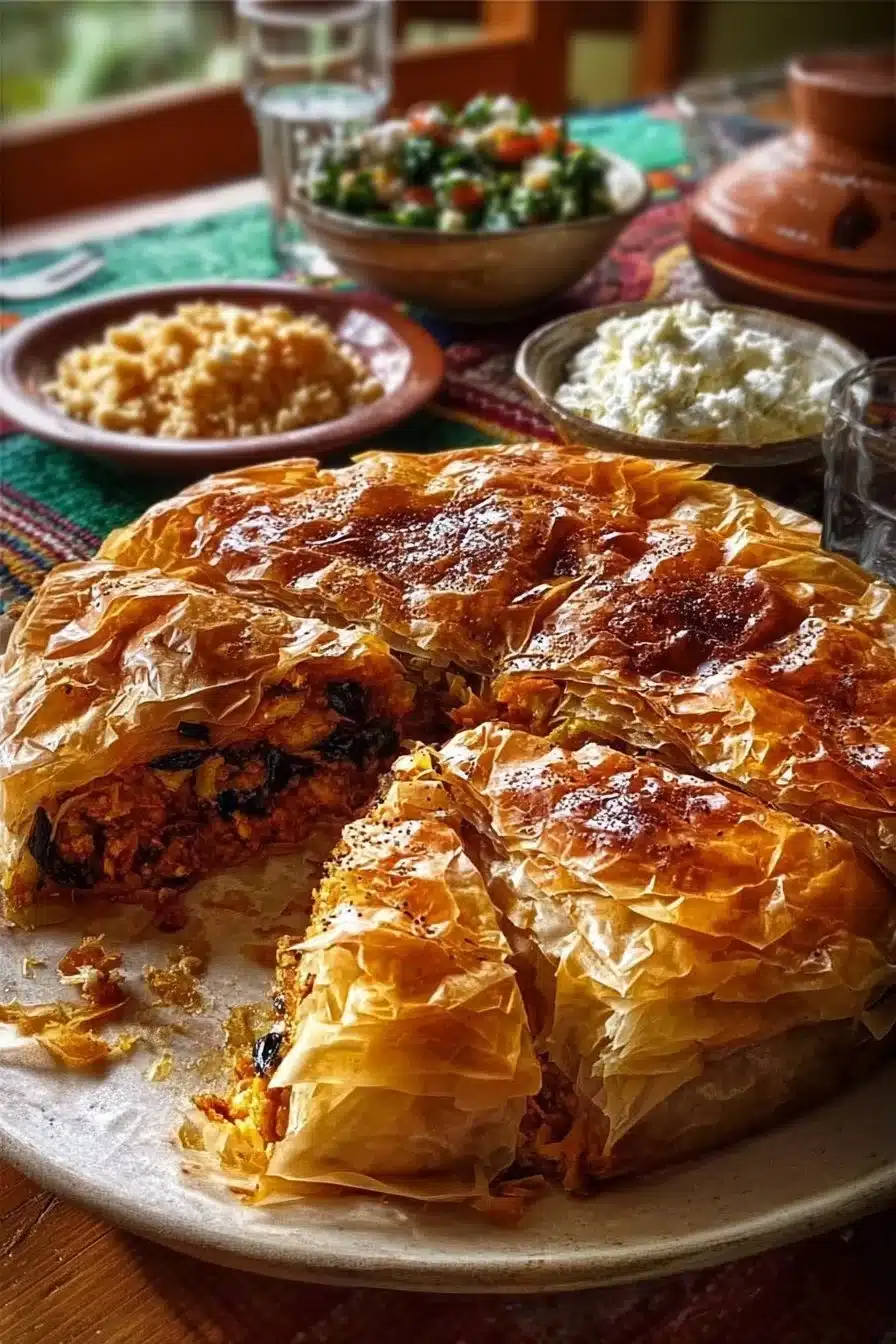 Pastilla marocaine au poulet, un plat traditionnel savoureux et épicé.