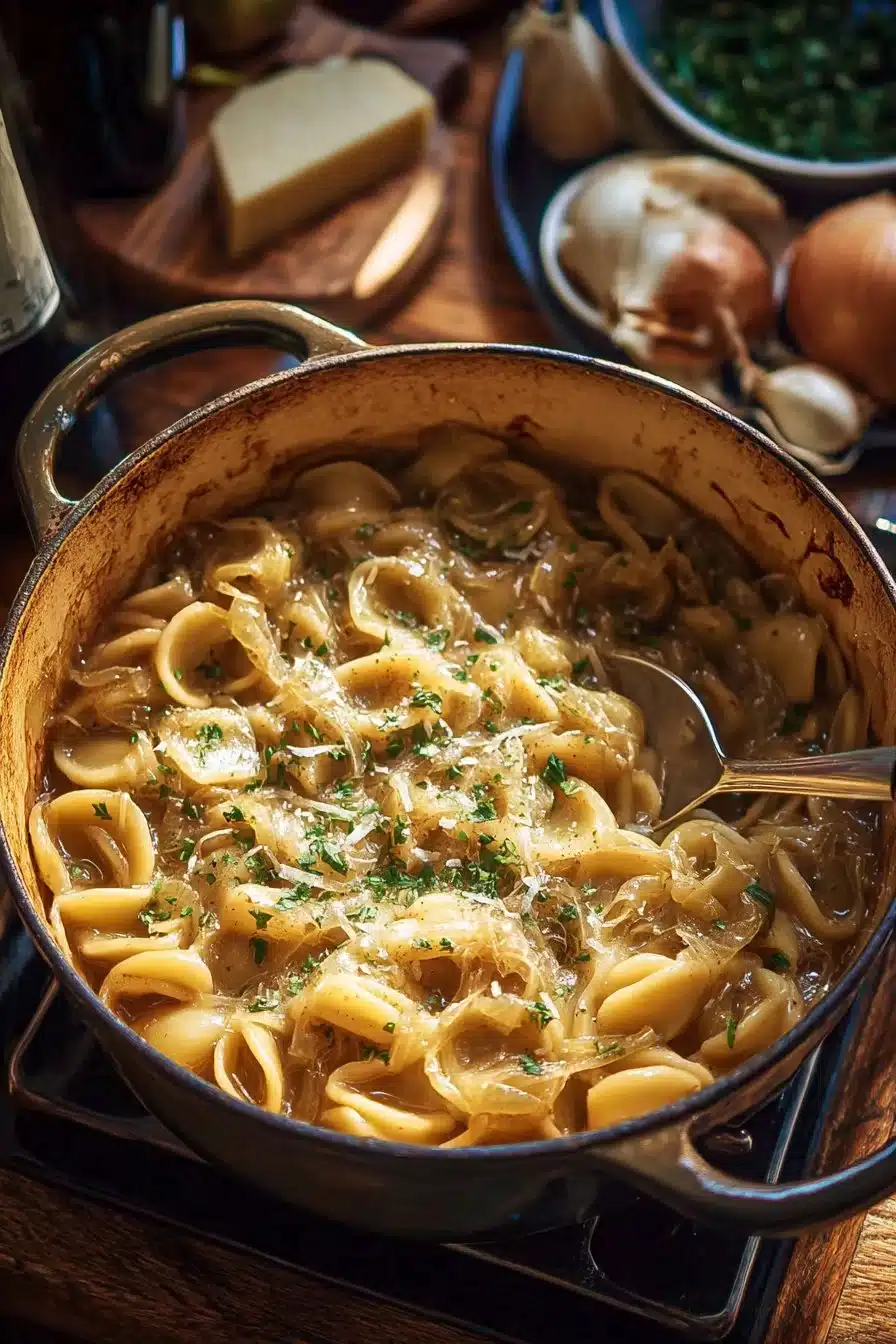 Pâtes à l'Oignon et à la Française en Cocotte : Une Recette Incroyable !
