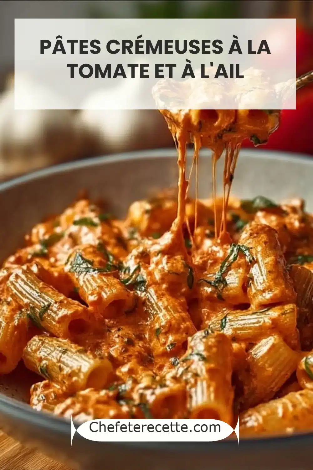 Pâtes crémeuses à la tomate et à l'ail