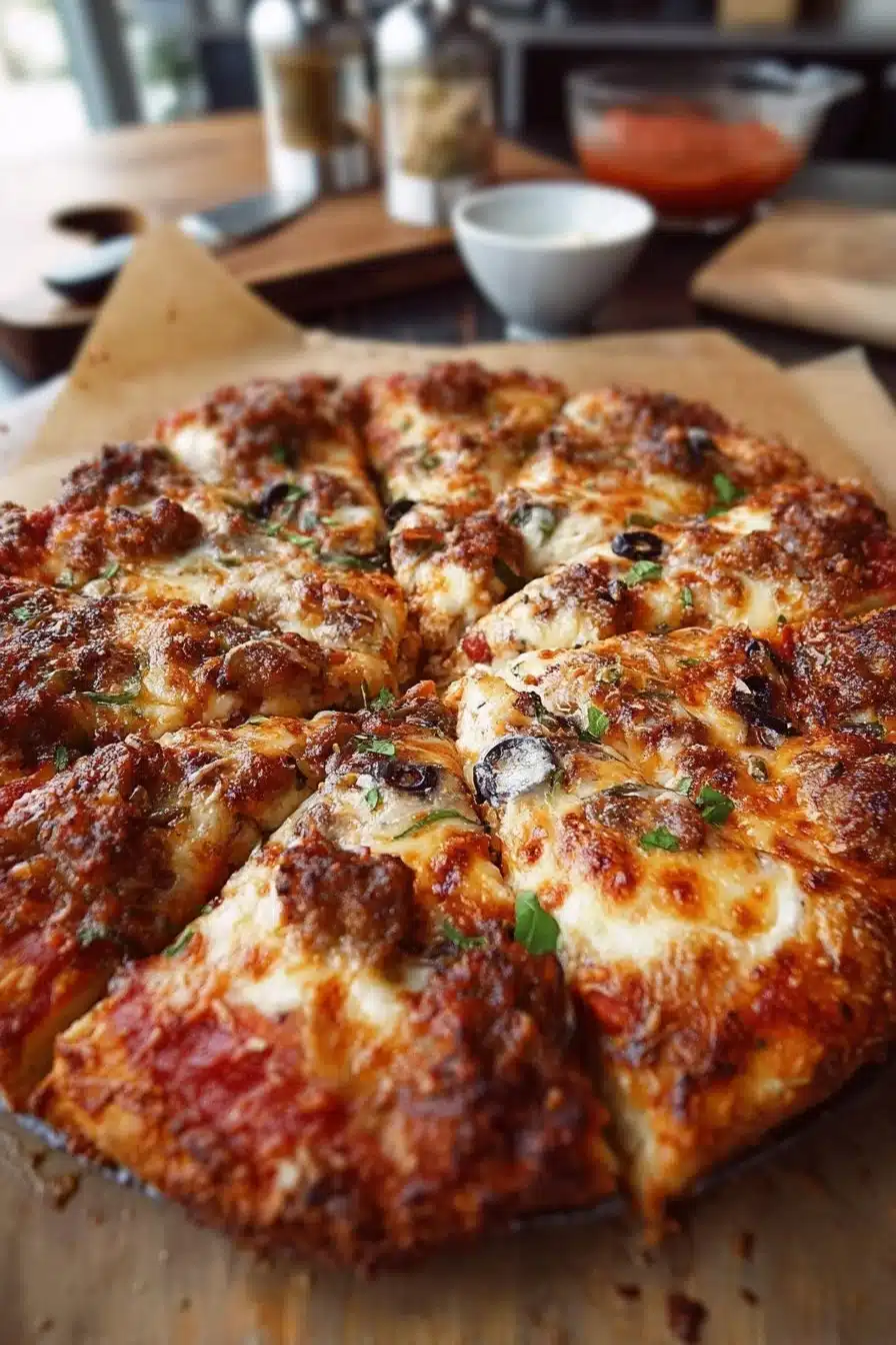 Pizza en fonte avec saucisse italienne épicée