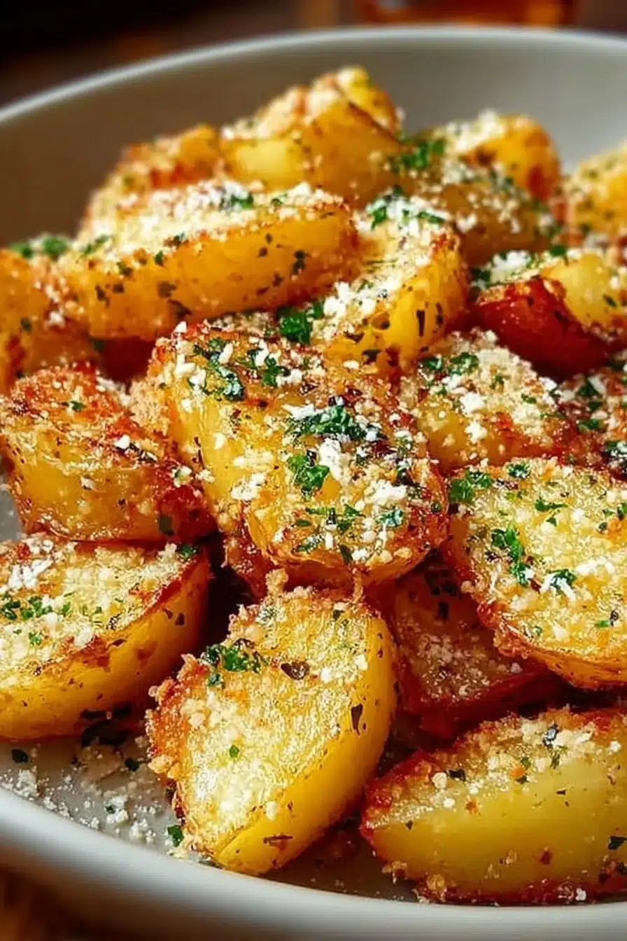 Pommes de terre rôties à l'ail et au parmesan, croustillantes et savoureuses