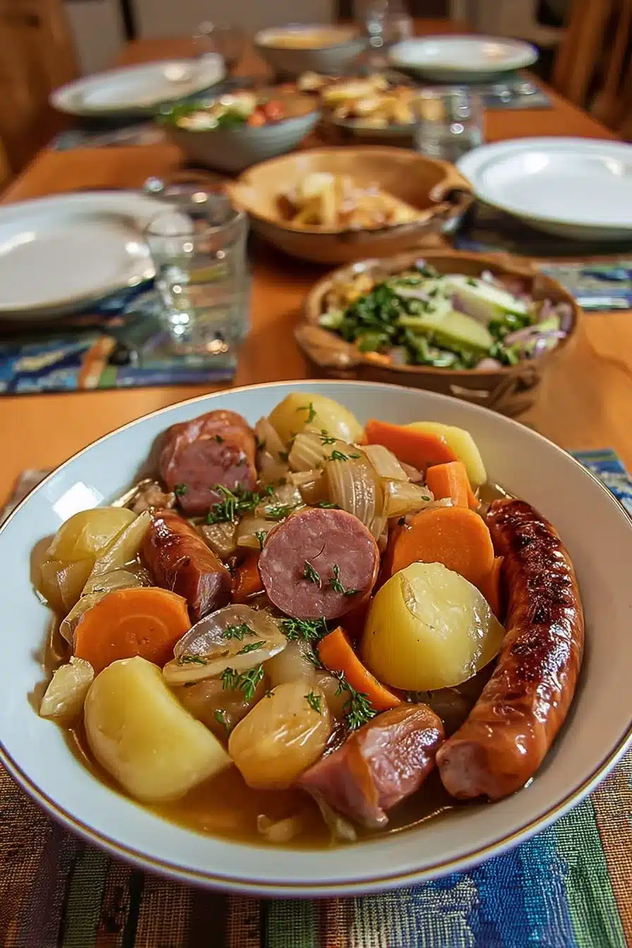 Potée traditionnelle aux saucisses fumées