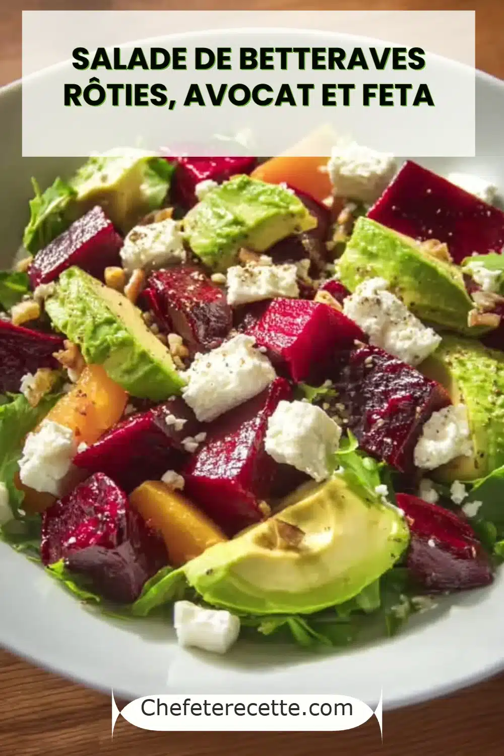 Salade de betteraves rôties, avocat et feta