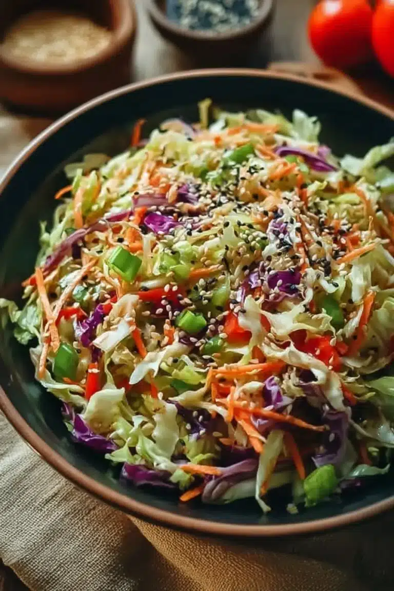 Salade de Chou Chinois avec vinaigrette et graines de sésame