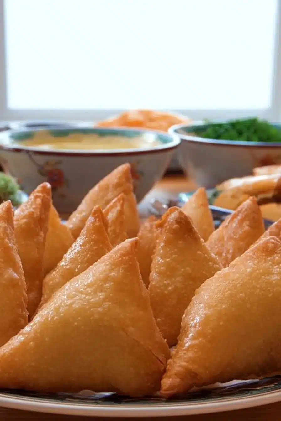 Samossas maison croustillants et savoureux prêts à être dégustés.