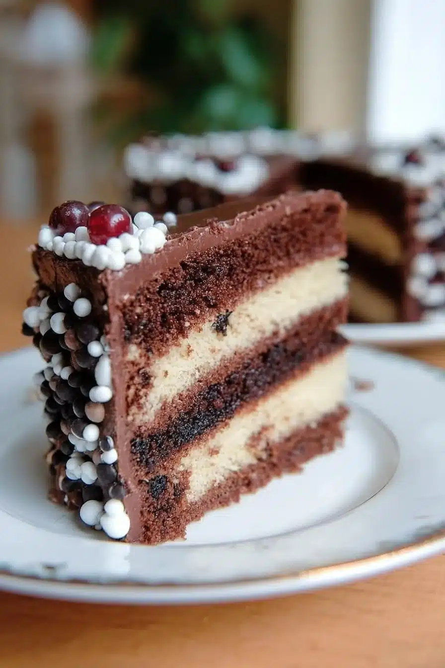 Recette simple de layer cake décoré avec crème et fruits.