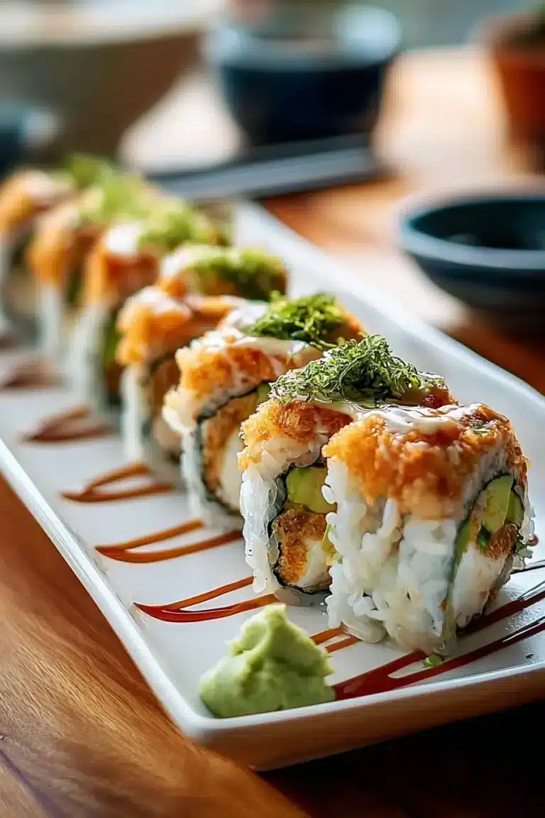 Sushi California Crunch Roll avec des ingrédients frais et croquants