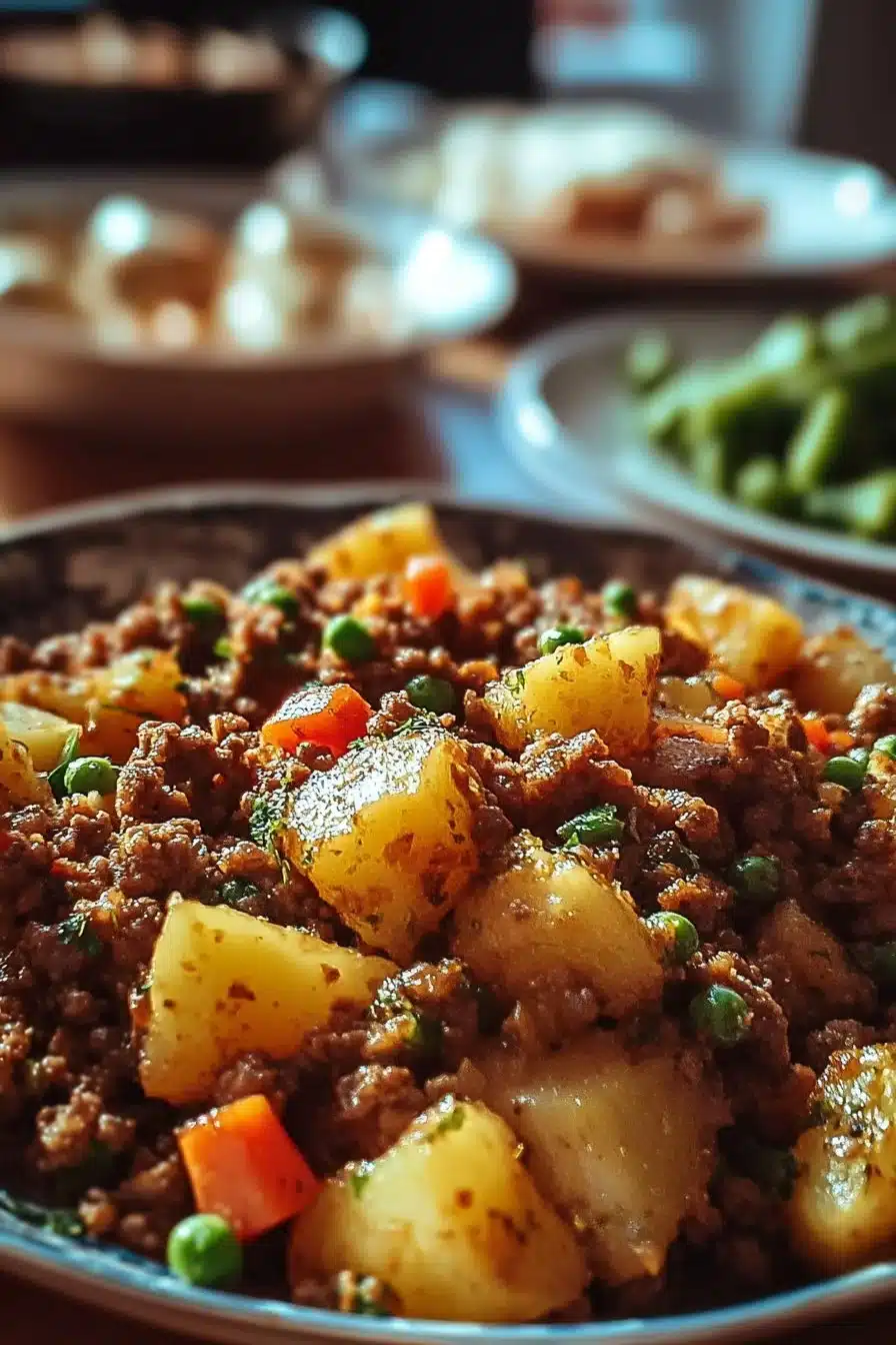 Plat de viande hachée et pommes de terre fondants, savoureux et réconfortant.