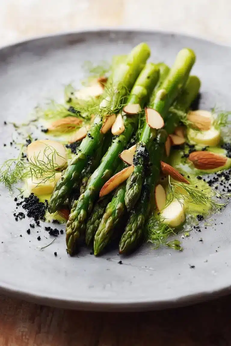 Asperges Rôties avec Amandes et Comté Végétal, un plat délicieux et coloré