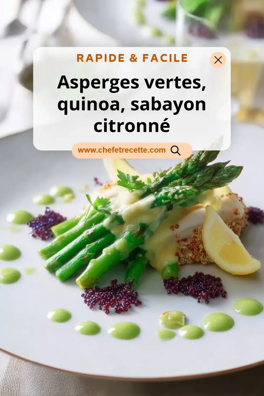 Asperges vertes, quinoa, sabayon citronné