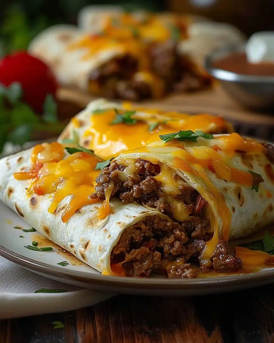 Burritos with beef and cheese