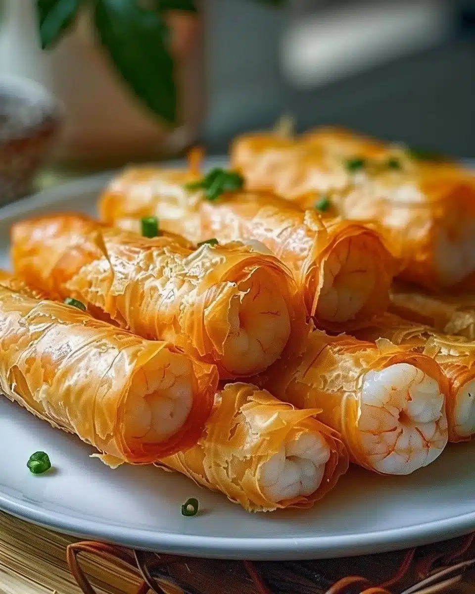 Cigares dorés à la pâte filo aux crevettes