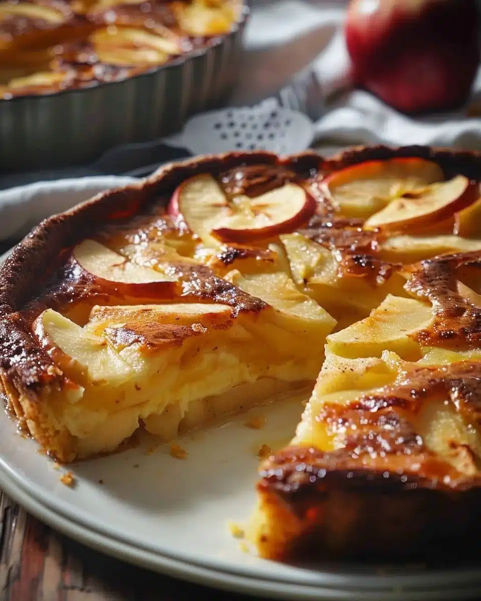 Clafoutis moelleux aux pommes frais et appétissant