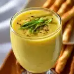 Crème d'asperges blanches servie dans un bol élégant