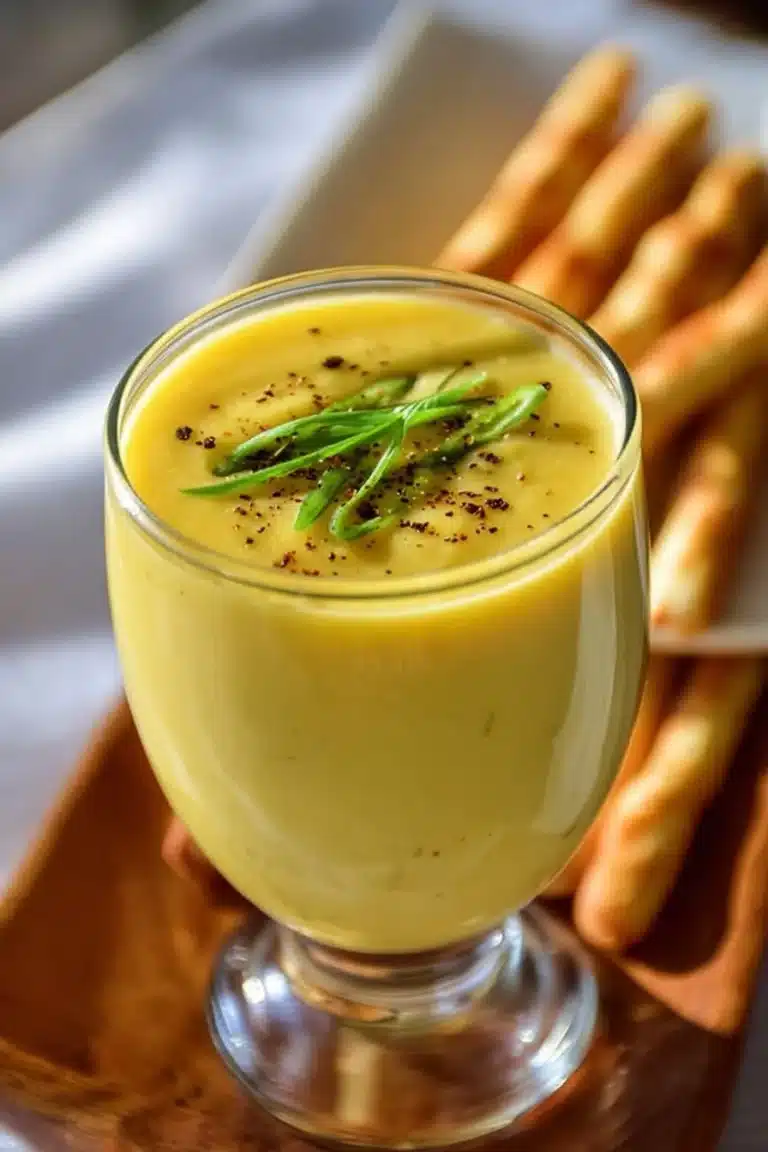 Crème d'asperges blanches servie dans un bol élégant