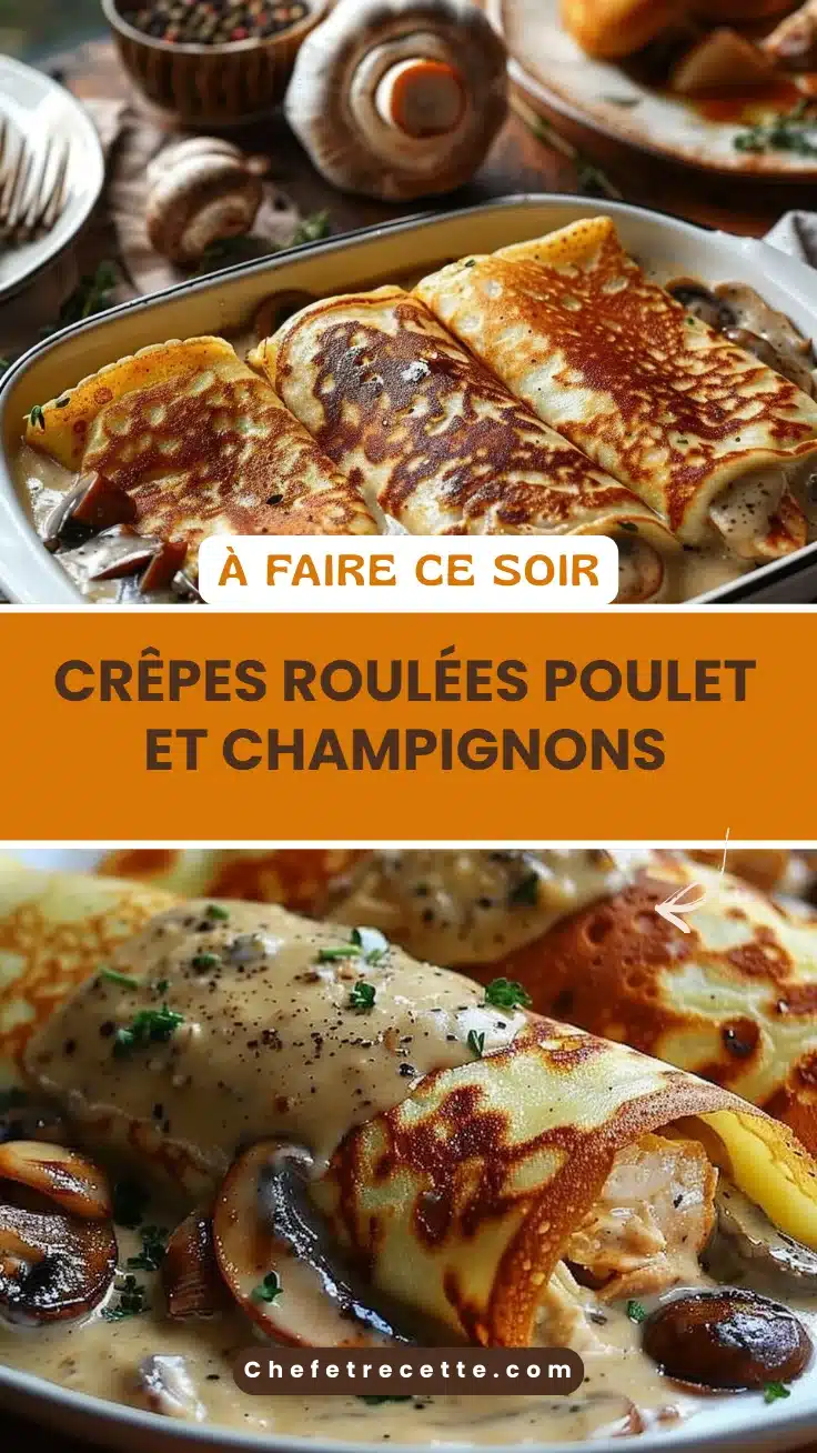 Crêpes Roulées Poulet et Champignons