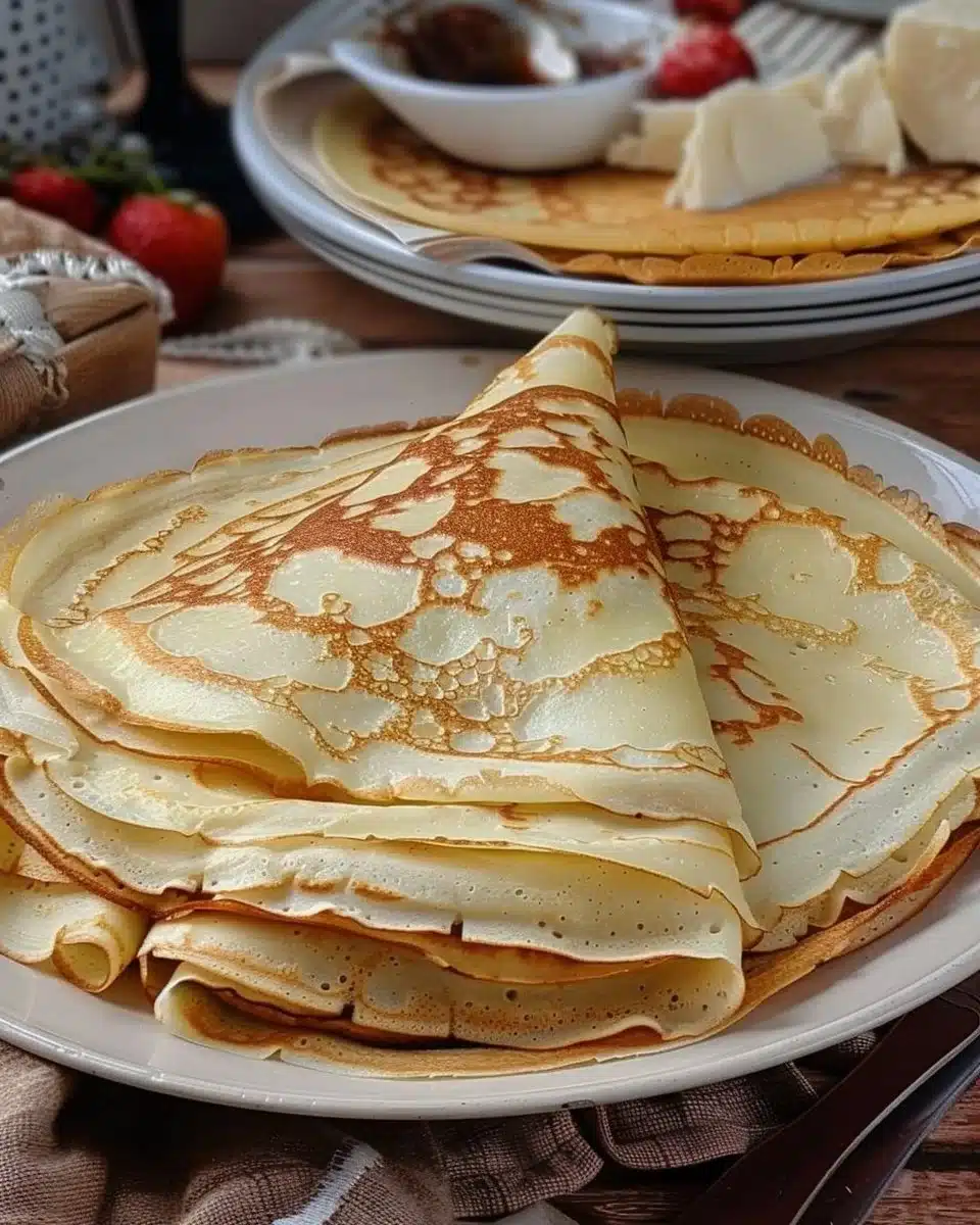 Crêpes ultra moelleuses prêtes à être dégustées avec garnitures