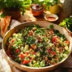 Salade Taboulé à la française avec persil, tomate et citron