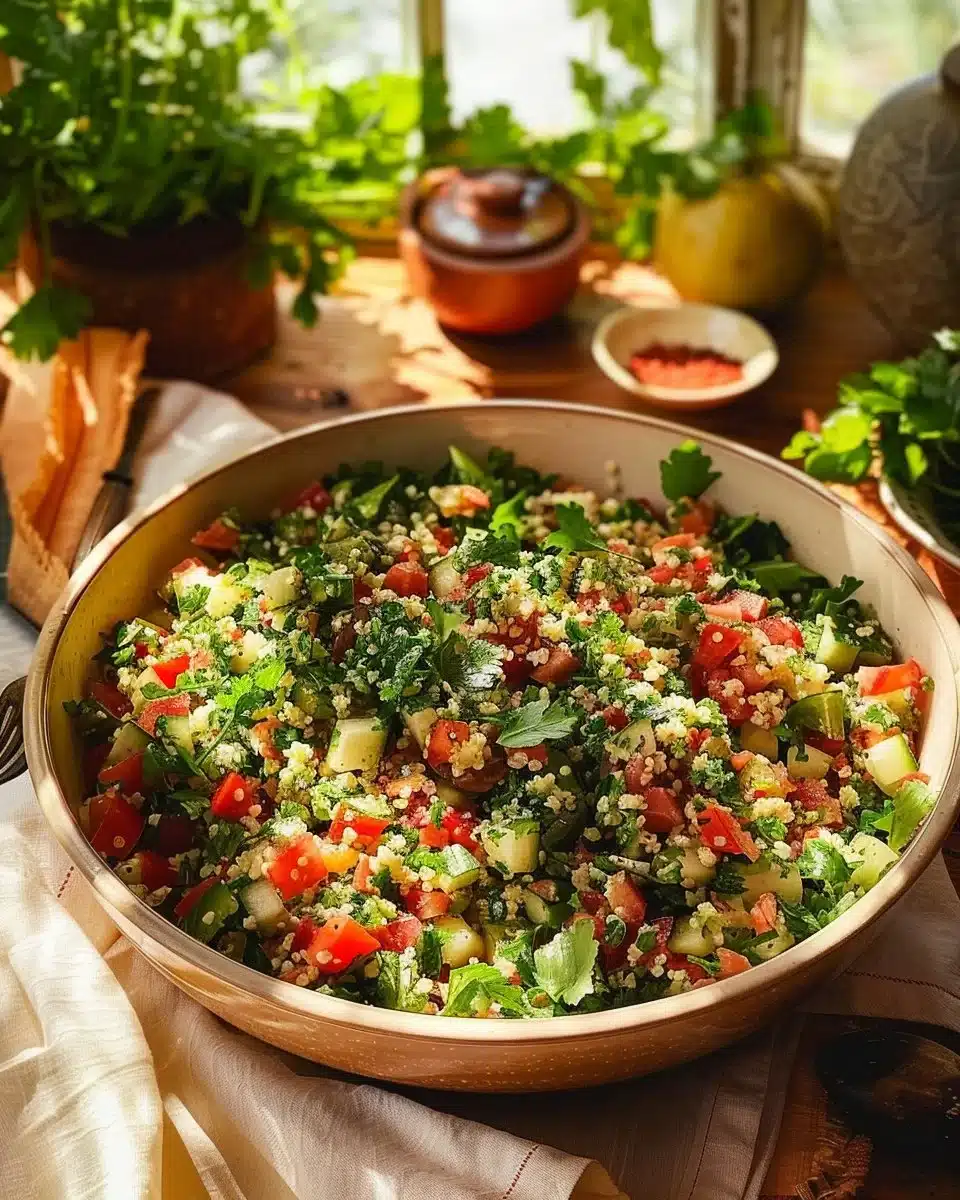 Salade Taboulé à la française avec persil, tomate et citron