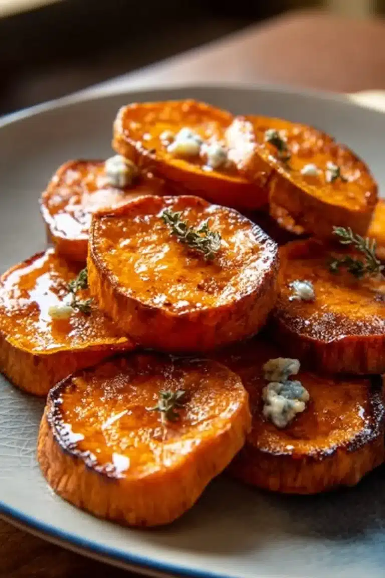 Disques de patates douces au miel prêtes à déguster