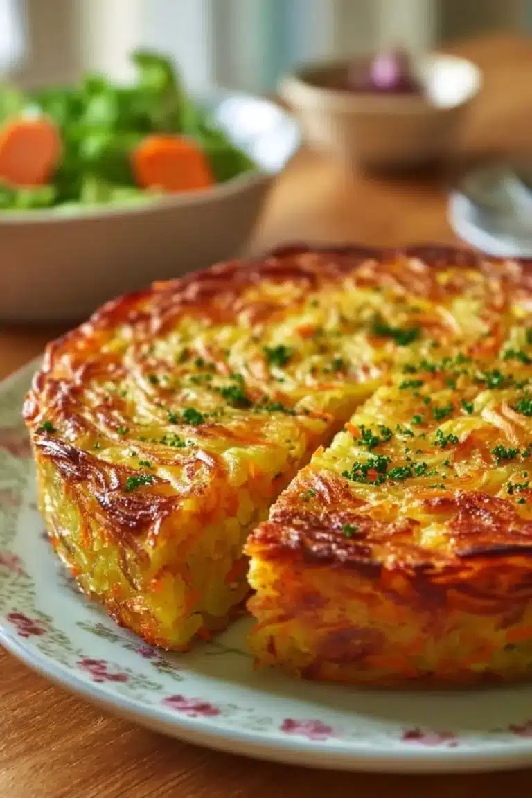 Flan aux légumes râpés, un plat végétarien savoureux et sain.