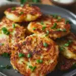 Galettes de pommes de terre croustillantes servies chaudes avec une garniture appétissante.
