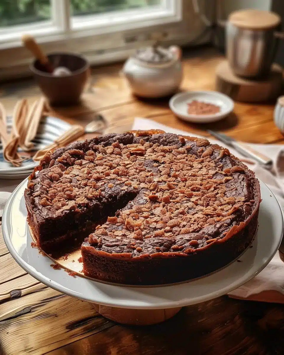 Gâteau au chocolat croustillant avec une texture fondante et croustillante
