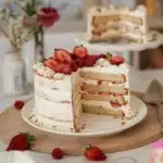 Gâteau Fraisier en couches, dessert délicieux garni de fraises et crème pâtissière