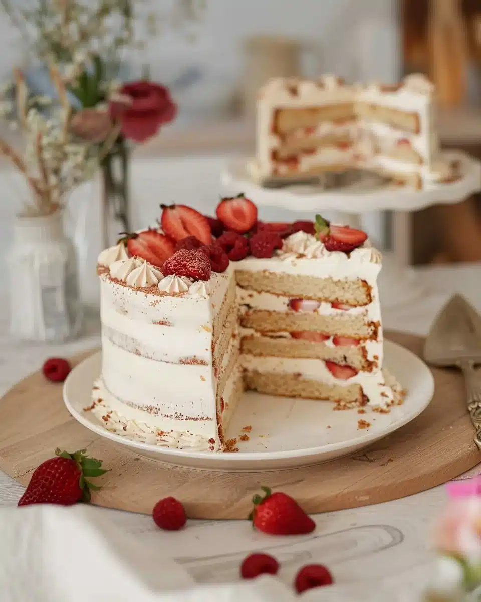 Gâteau Fraisier en couches, dessert délicieux garni de fraises et crème pâtissière
