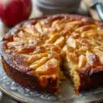 Gâteau moelleux aux pommes artisanal avec une belle croûte dorée