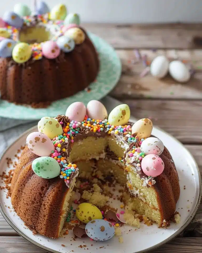 Gâteau Surprise de Pâques avec décoration festive et couleurs vives