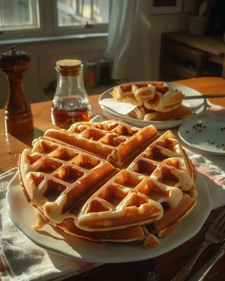 Recette de gaufres maison croustillantes servies avec des garnitures délicieuses.