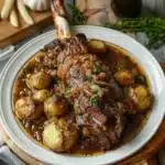 Gigot d'agneau classique rôti avec herbes et épices