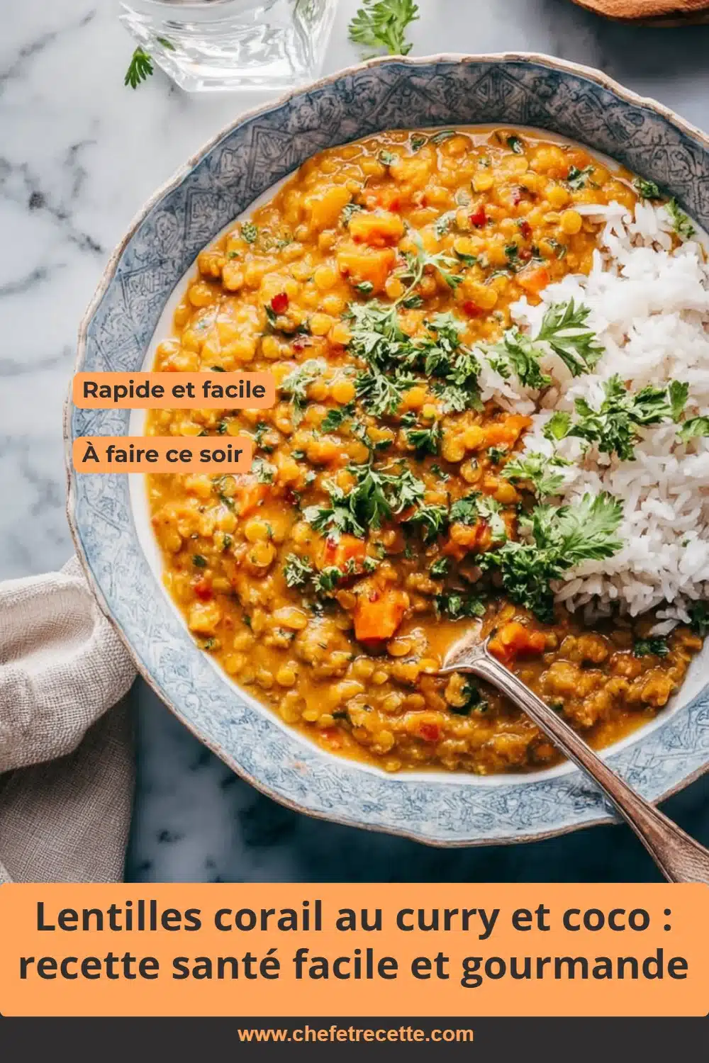 Lentilles corail au curry et coco : recette santé facile et gourmande