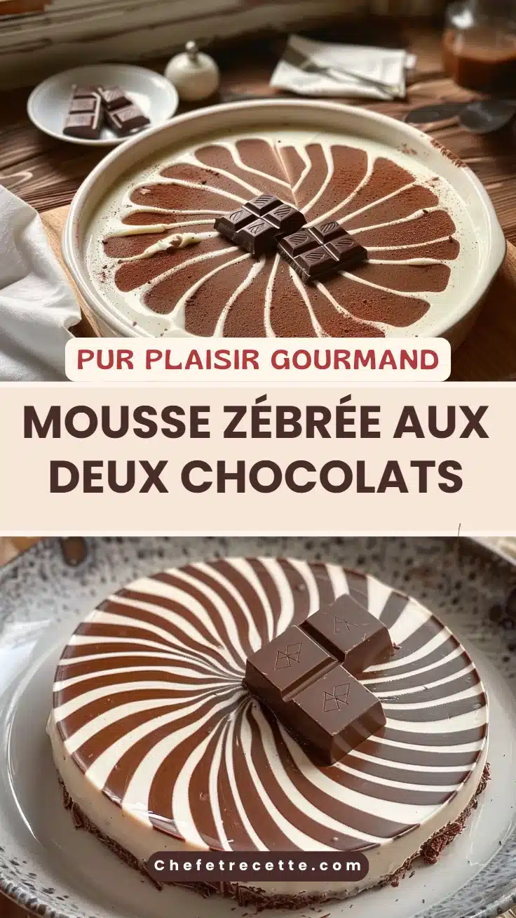 Mousse zébrée aux deux chocolats