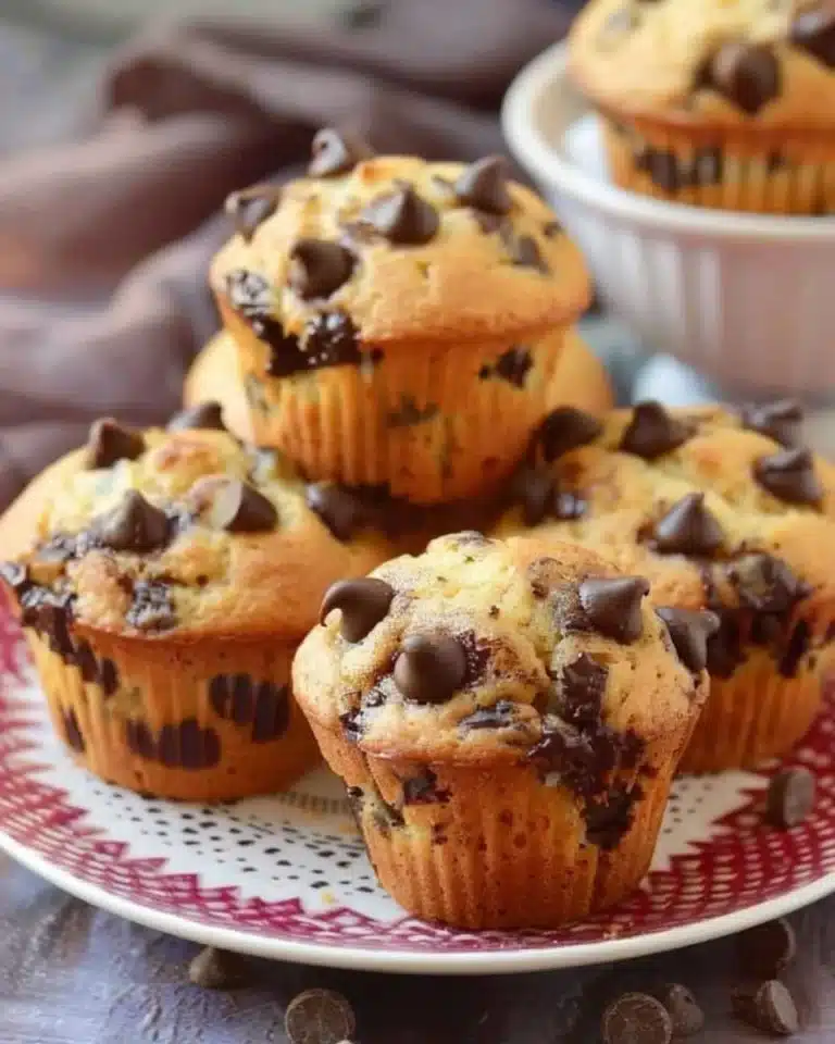 Muffins chocolat aux pépites de chocolat tout juste sortis du four
