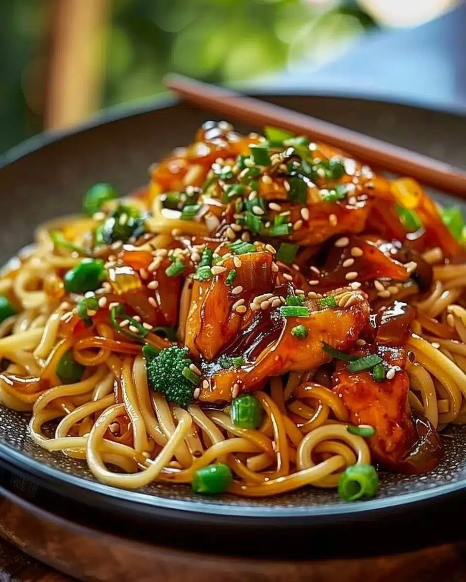 Nouilles Sautées au Poulet Caramélisé