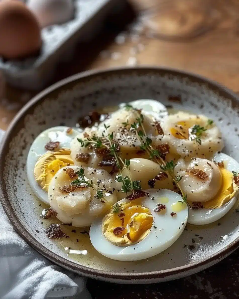 Plat de œufs paysanne au St-Marcellin, délicieux et réconfortant.