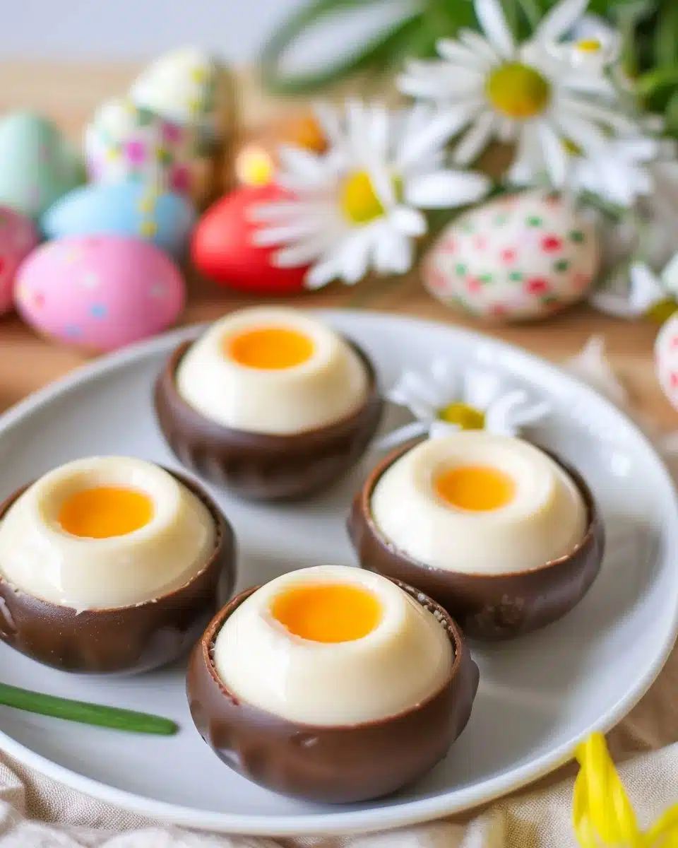 Panna cotta spéciale Pâques décorée avec des fruits et des fleurs comestibles
