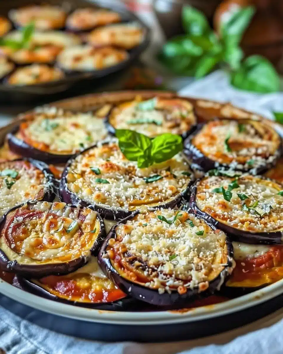 Plat de Parmigiana d’aubergines grillées avec sauce tomate et fromage