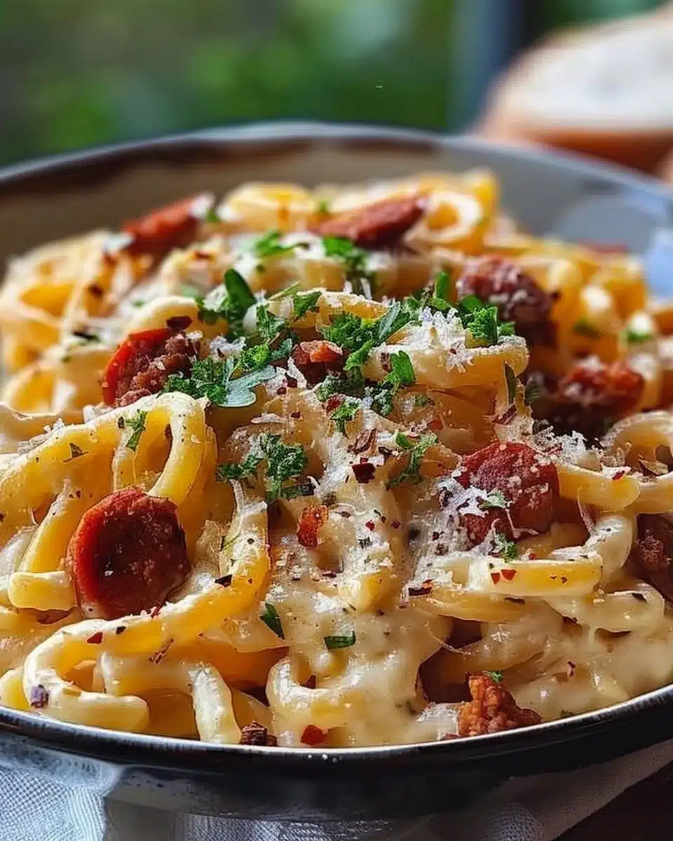 Pasta creamy with chorizo