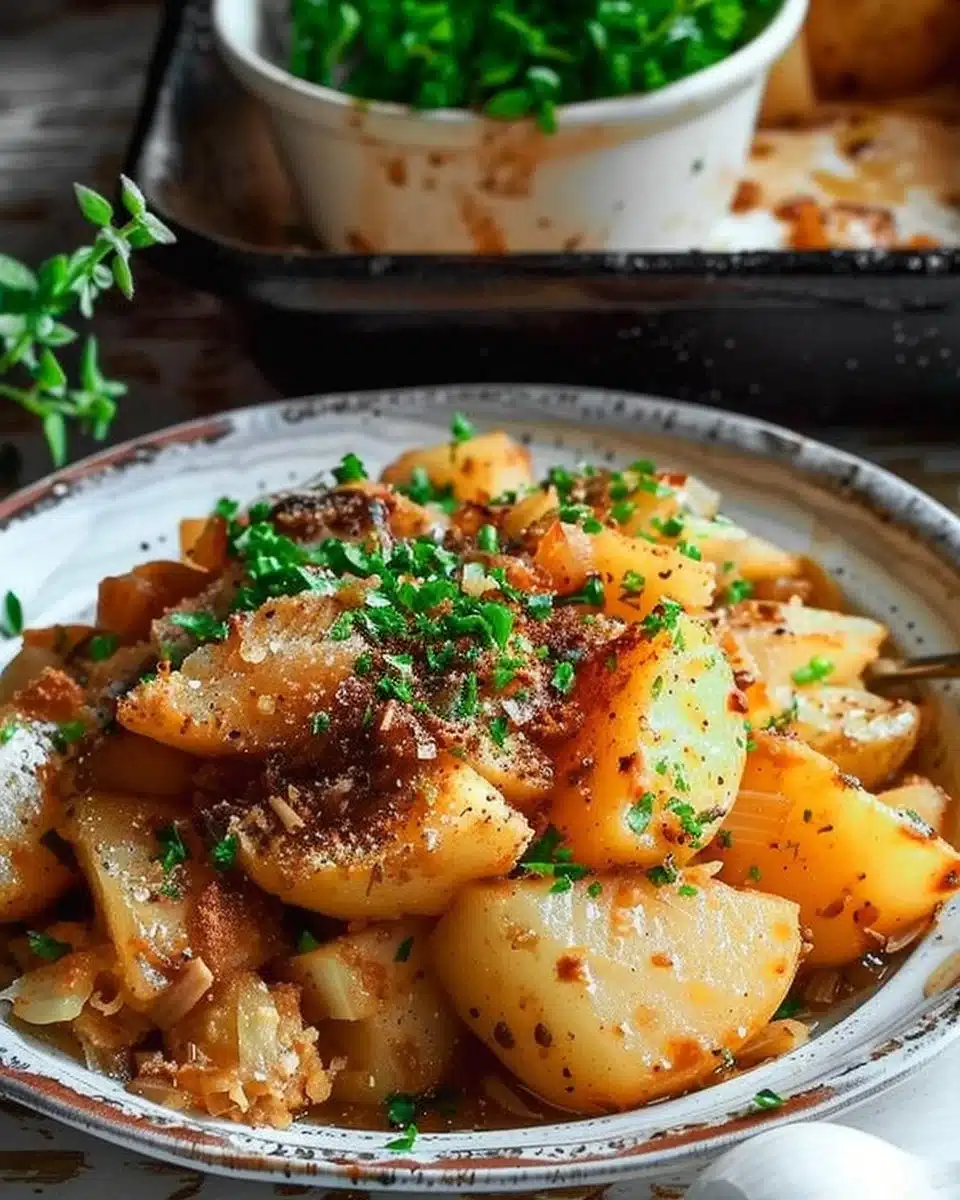 Pommes de terre rôties dorées et croustillantes servies sur une assiette.