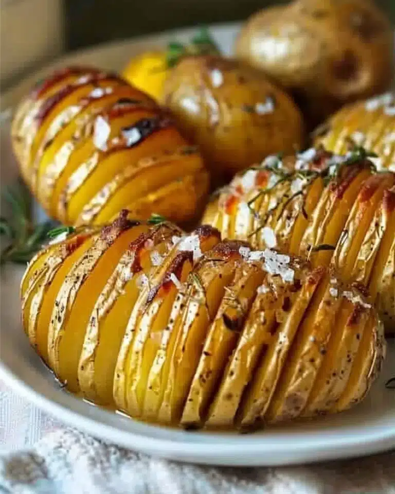 Pommes Hasselback croustillantes servies dans une assiette