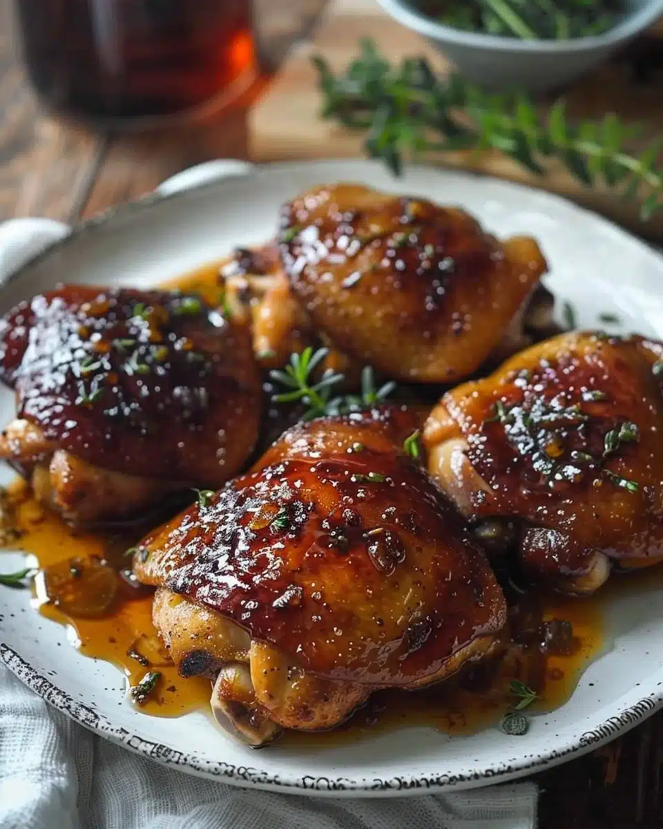 Poulet caramélisé au four croustillant et savoureux, prêt à être dégusté