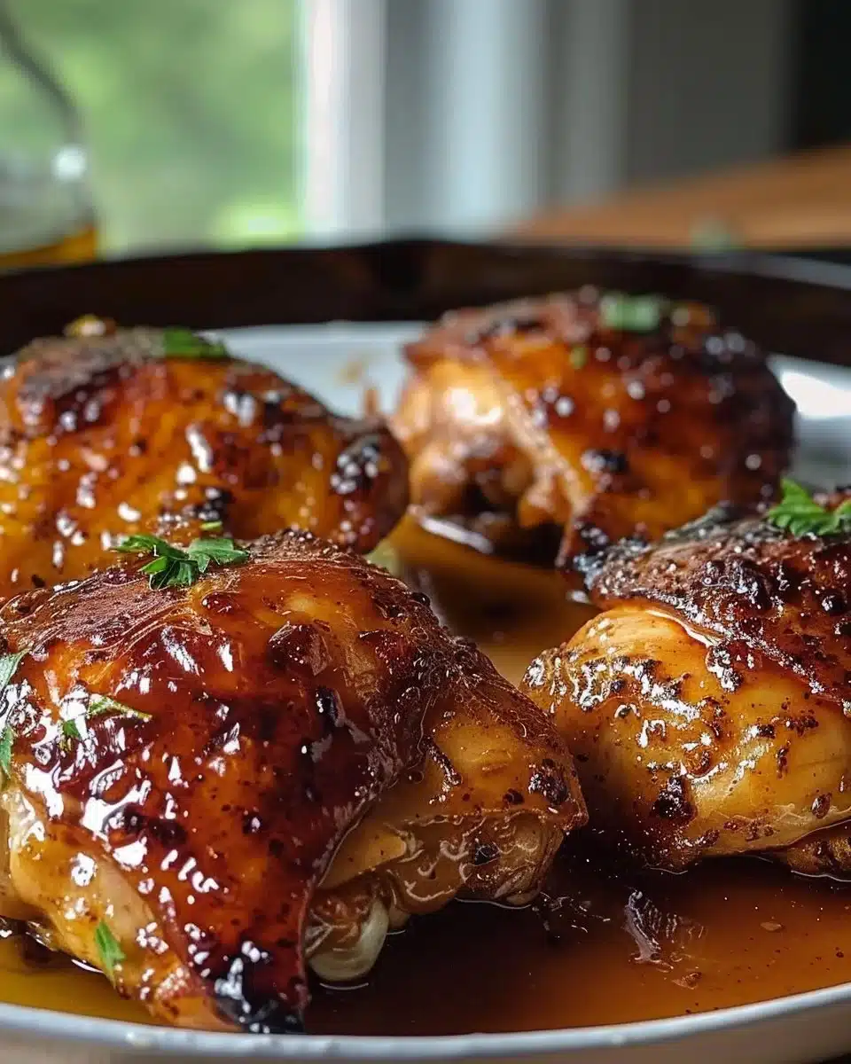 Hauts de cuisse de poulet caramélisés au four