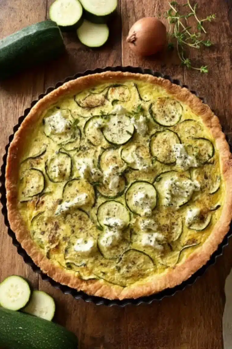 Quiche courgette chèvre savoureuse, parfaite pour un repas léger ou un apéritif.
