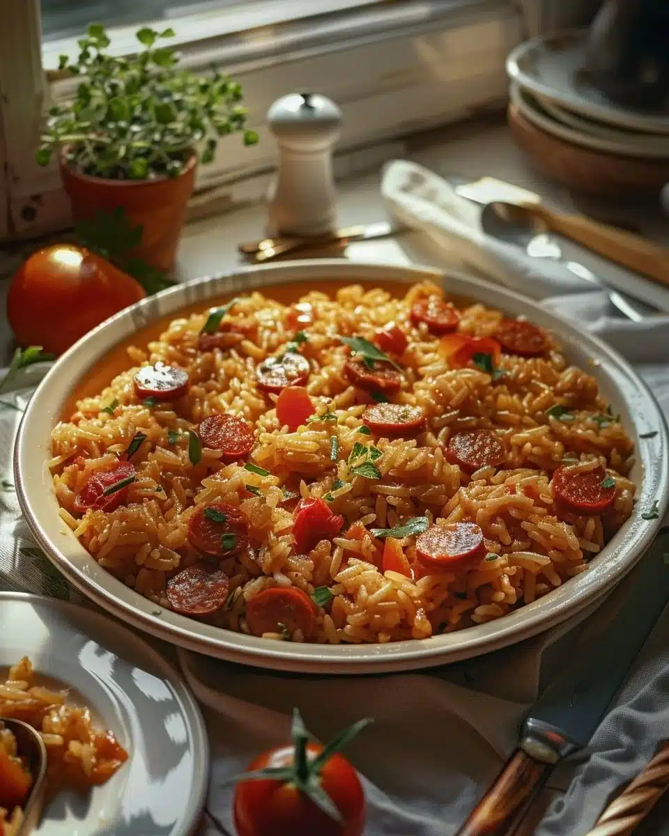 Riz au chorizo et à la tomate, un plat savoureux et coloré