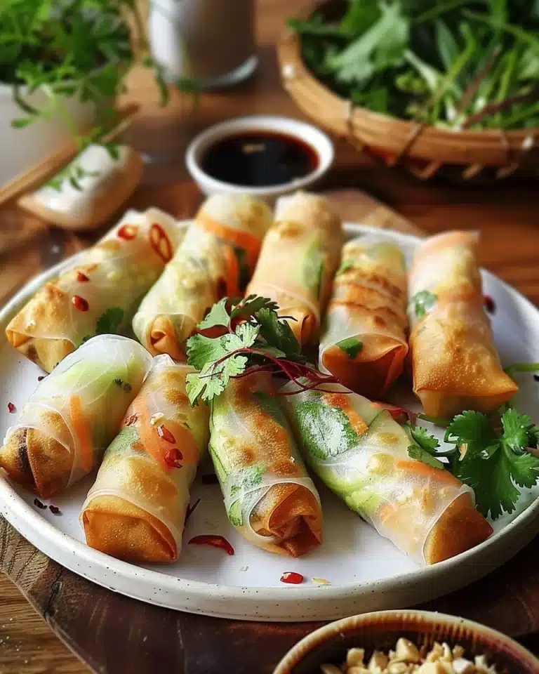 Rouleaux de printemps thaï garnis de légumes frais et d'herbes aromatiques